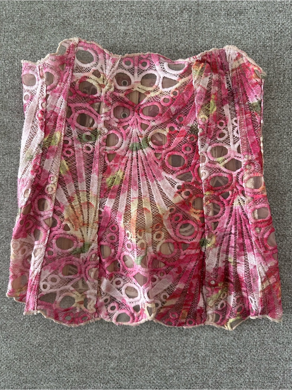 Pink Floral Lace Corset